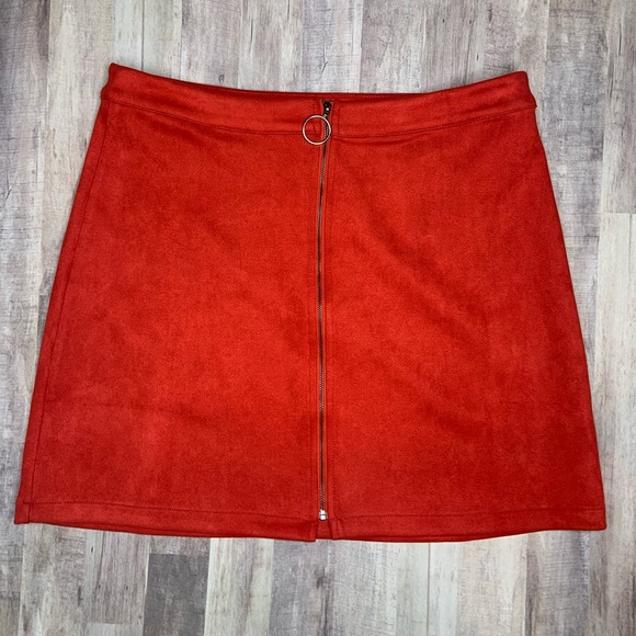 Aryeh Suede Zip Down Skirt - Picture 1 of 10